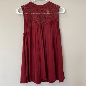 Cute High Neck Red/Maroon Tank from Loft